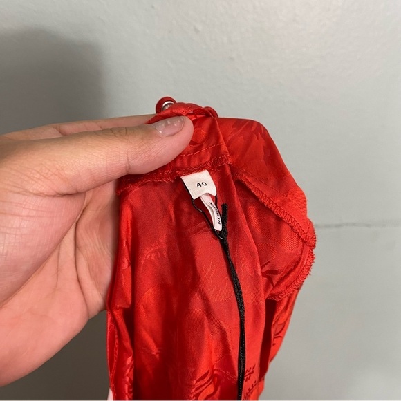 Sandro Azelie Red Mini Dress Floral V Neck Half Sleeve Silk‎ Blend Sz 40 L - Picture 6 of 6